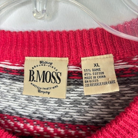 Vintage B. Moss X-Large Cardigan Sweater 3D FairIsle Nordic Print CabinCore Y2K - Picture 6 of 12